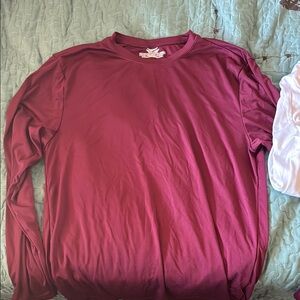 Burgundy and white Long Sleeve Shirt